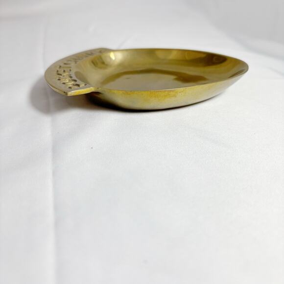 Vintage Brass ‘Pocket Change’ Oval Valet Tray 4” Embossed Coin Trinket Holder - Picture 3 of 4